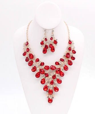 Teardrop necklace and earring set NB810065 GOLD LM